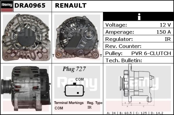 DELCO REMY Generaator DRA0965